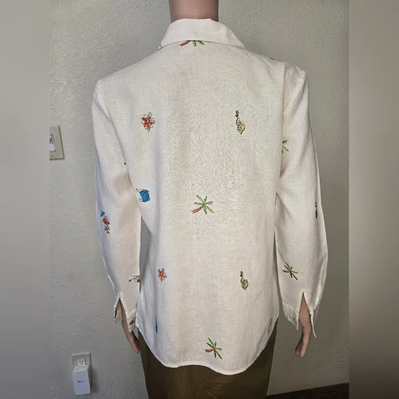 Women's RICHARD MALCOLM White 100% Irish Linen Shirt Size Small - Picture 10 of 12